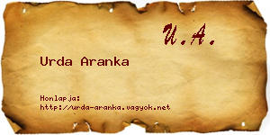Urda Aranka névjegykártya